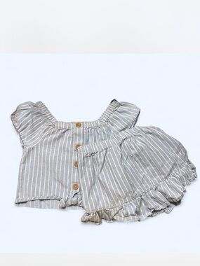 Joie Light Blue Knit Top with White Stripes